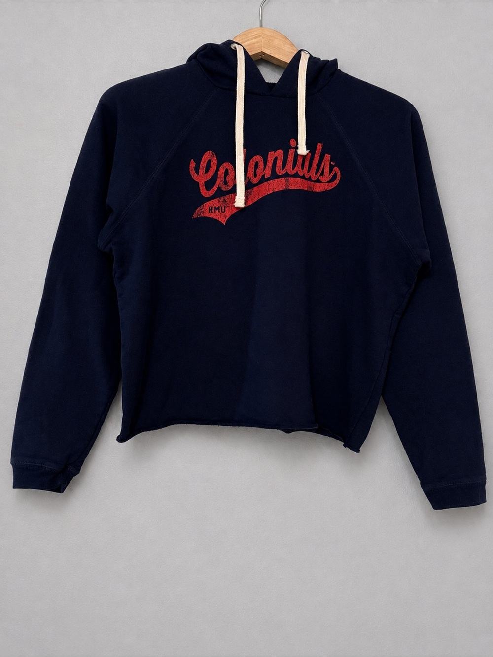 The Original Retro Brand RMU Colonials Cropped Hoodie Women’s M Navy Cotton
